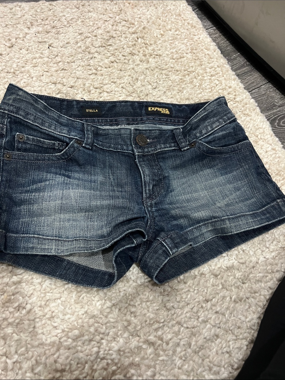 Express Stella Dark Blue Denim Shorts